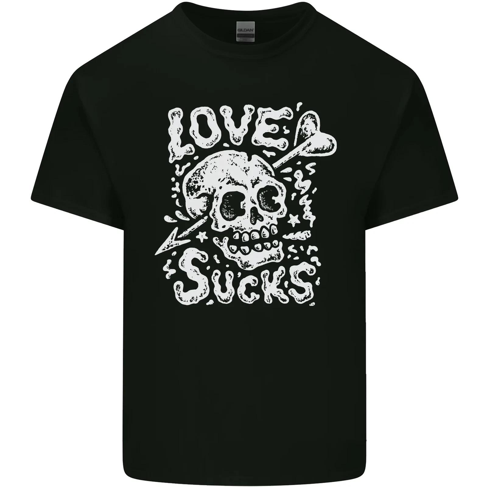 Love Sucks Skull Anti Valentines Day Singles Day Kids T-Shirt Childrens M