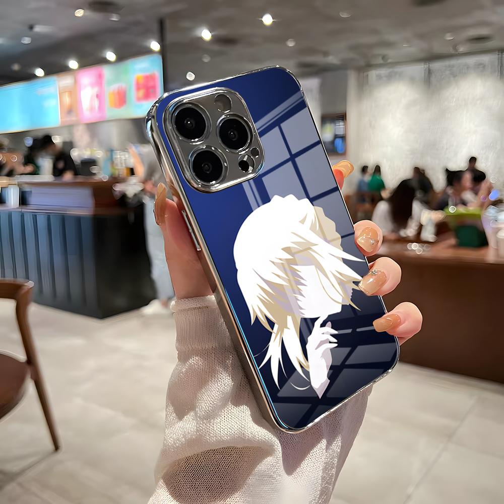 

Чехол для телефона Fate Stay Night Saber для iPhone 17 Pro Max 15 Pro 16 14 Plus 12 13 Mini 11 Pro Ударопрочный Электроplated Стеклянная крышка iPhone 15 Pro