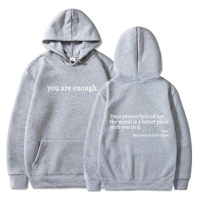 Women's Letter Print Hoodie with Kangaroo Pocket and Drawstring
