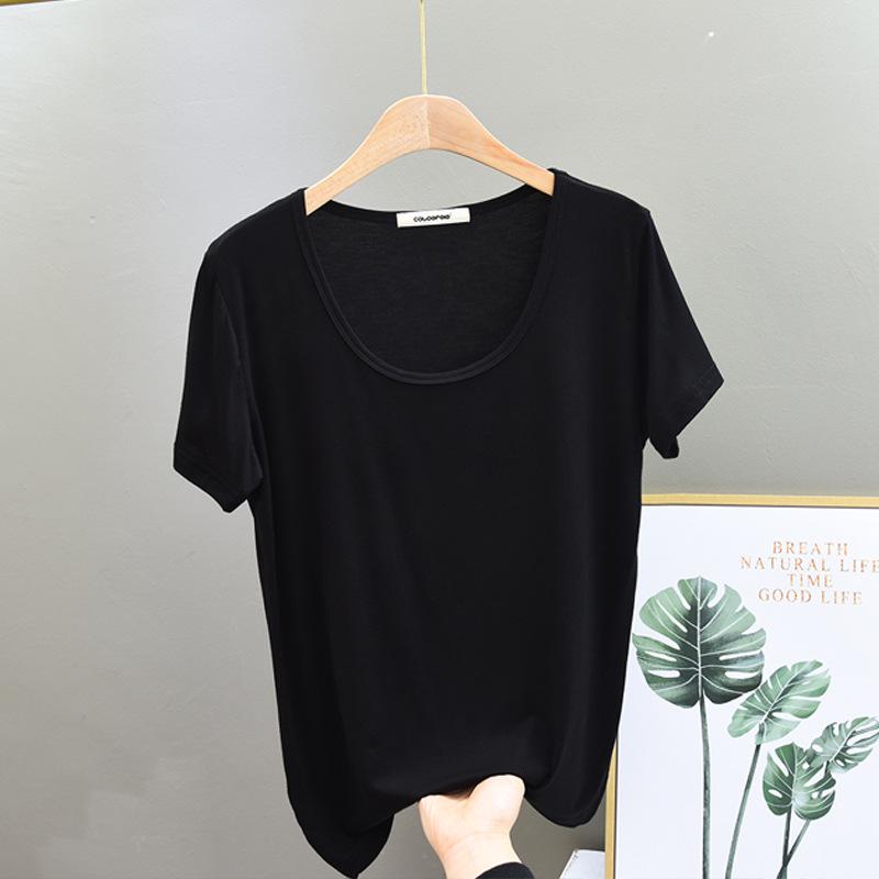 Women's Korean Style Slimming Modal Short Sleeve Top - Summer Fashion Round Neck Tee