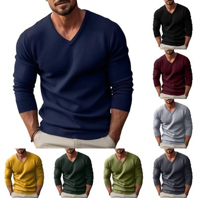 Men's  V-Neck  Self-Cultivation  Pullover  Long Sleeves  Sweater