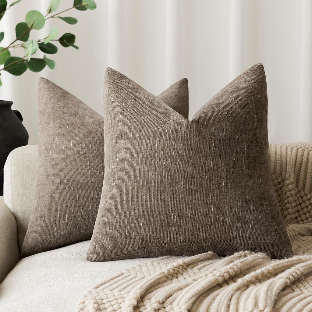 Confezione da 2 Federe Morbide Testurizzate per Cuscini Decorativi Quadrati Accent Cuscino Monocolore Federa per Cuscino Accogliente Stile Rustico con Cerniera per Divano