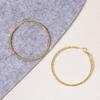 LNCHRAN Women's Large Copper Textured Hoop Earrings with Gold Spring Clasp