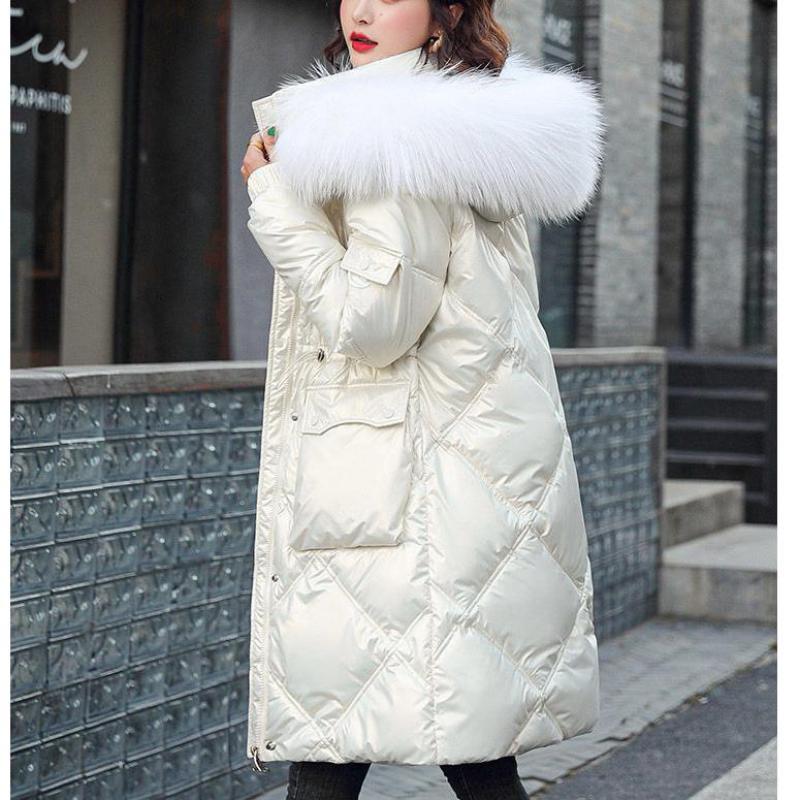 Winter Frauen Lose Parkas Mantel Weibliche Verdickung Warme Fell Kapuze Baumwolle Gepolsterte Lange Jacke