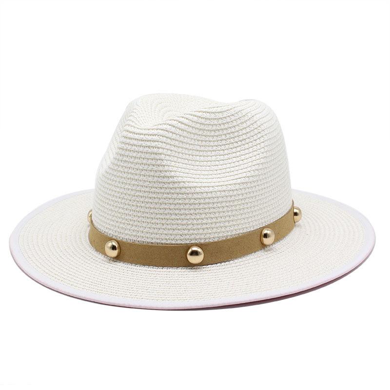 Ethnic Style Retro Red Background Color Matching Straw Hat Men'S And Women'S Sunshade, Sun Protection And Uv Protection Straw Woven Panama Top Hat