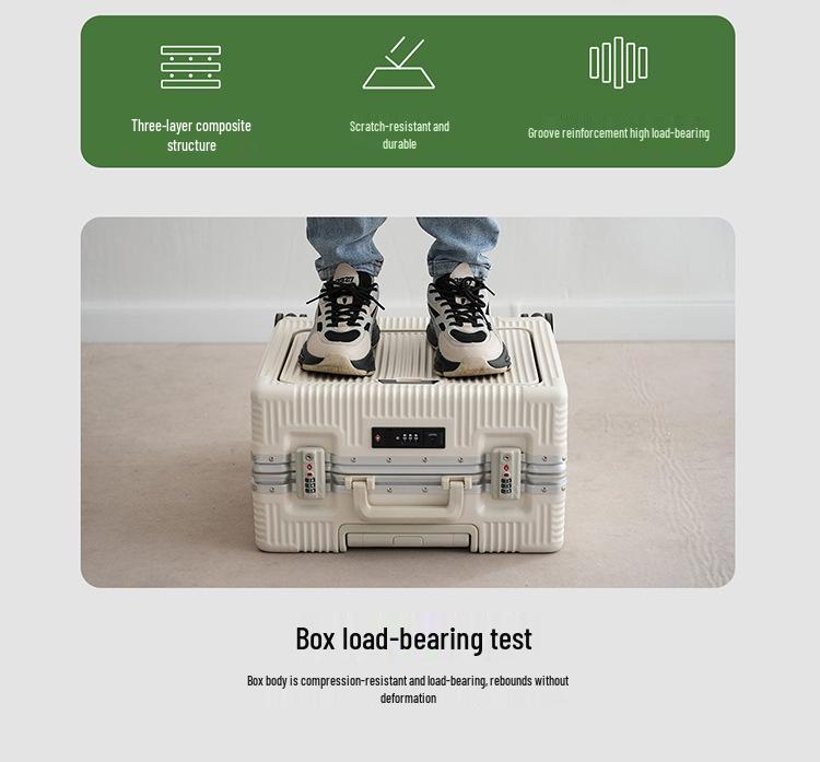 18-Inch Aluminum Carry-On Trolley Suitcase with Front Opening - Compact, Durable for Men, Women, and Students, Free Check-In