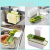 Stylish Green With White Suction Cup Base Kitchen Brush Sponge Holder For Easy Draining