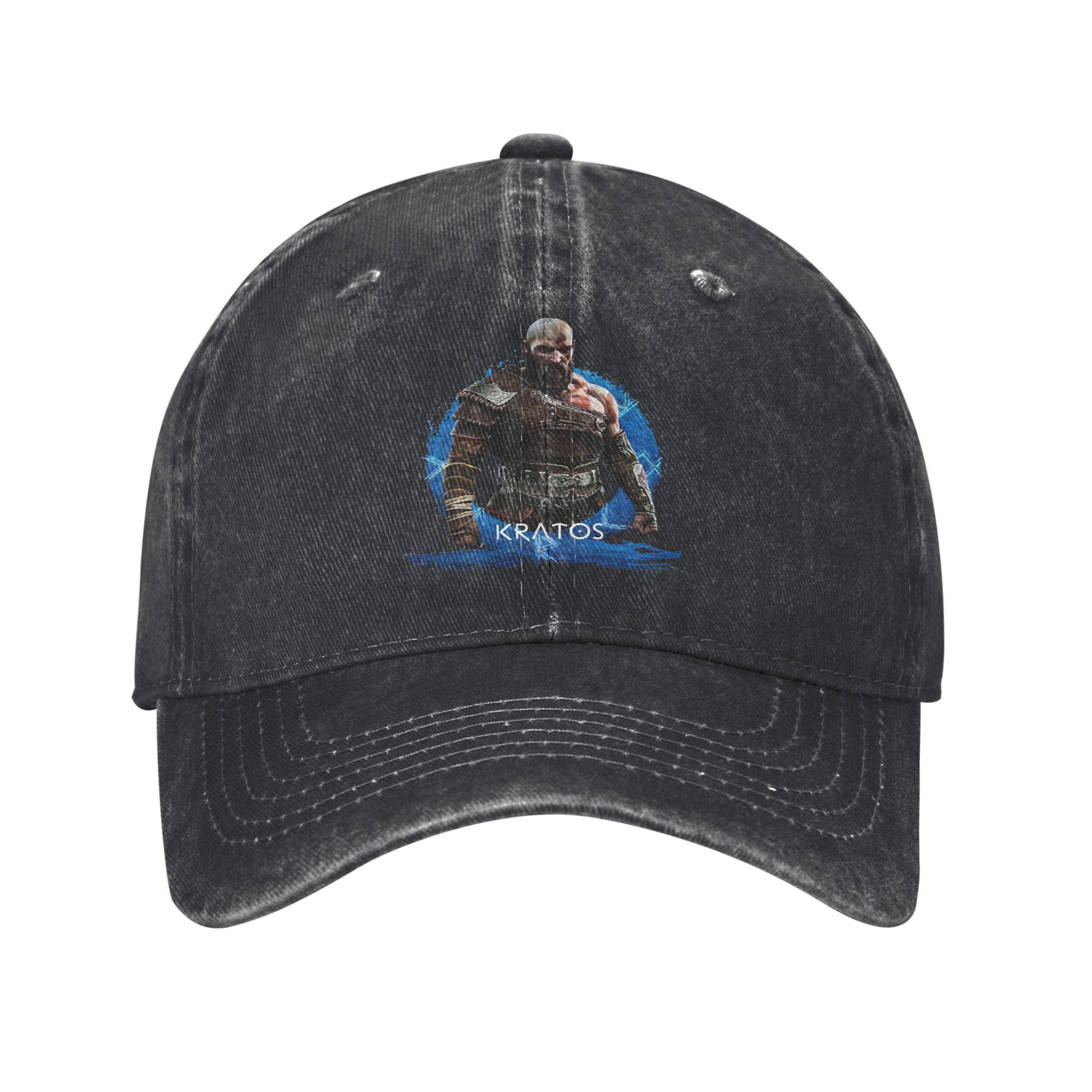 God of War Kratos Men Women Baseball Caps  Distressed Denim Hats Cap Fashion Outdoor Running Golf Unstructured Soft Sun Cap One Size