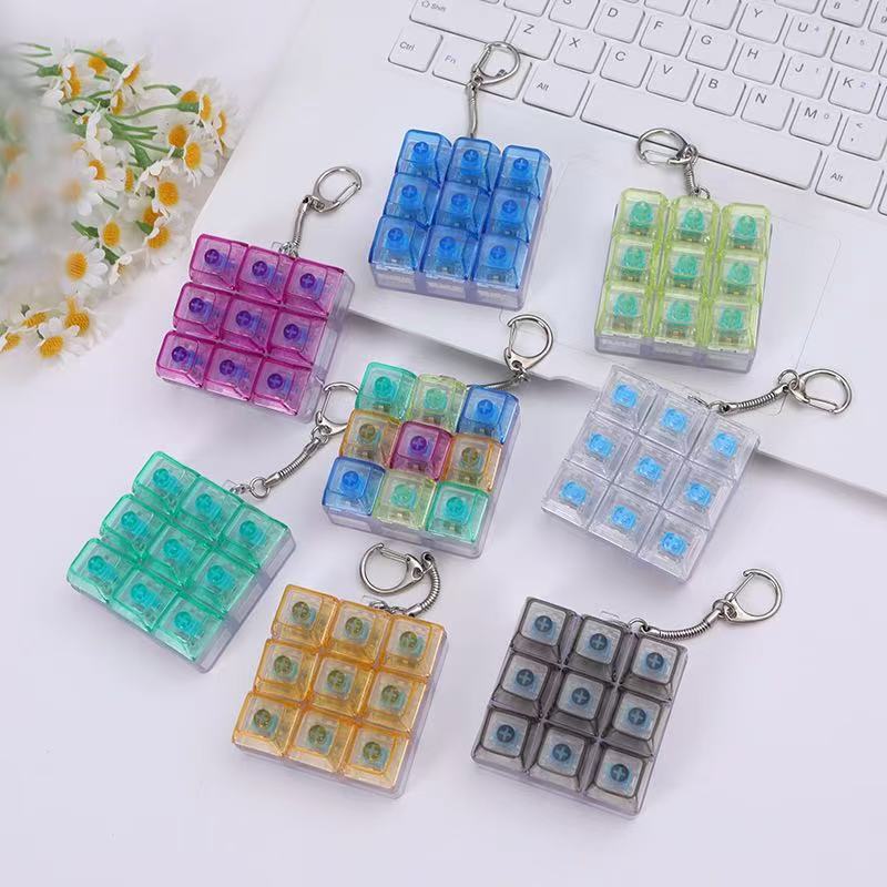 9 Key Fidget Keyboard Toy For Adults Kids Stress Relief Anti Anxiety Finger Press Game Keychain