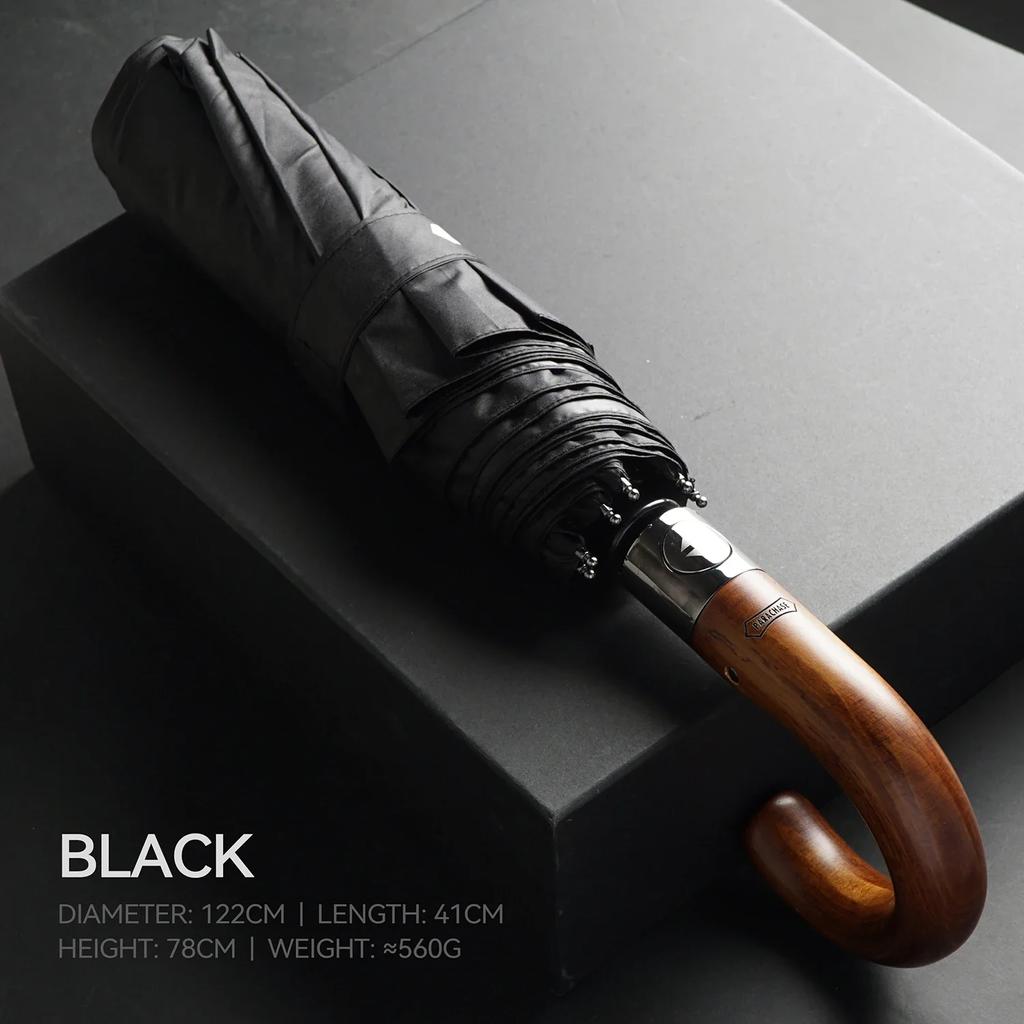 Wooden Large Umbrella Windproof Strong, UV Protection Sun Umbrella for Men, Business Style Golf Folding Umbrella