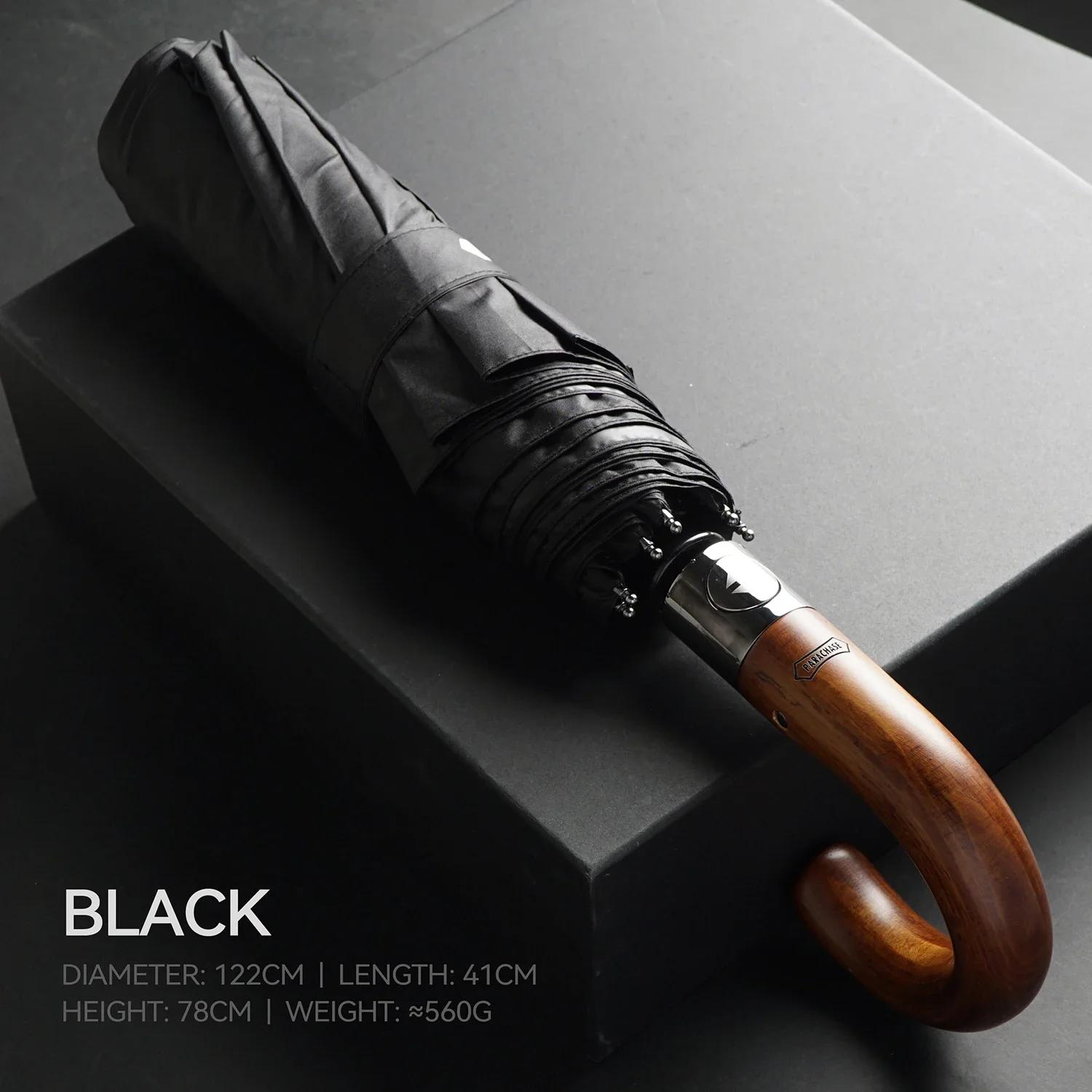 

Деревянный большой зонт, ветрозащитный, прочный, с защитой от ультрафиолета, солнцезащитный зонт для мужчин, складной зонт для гольфа в деловом стиле хаки