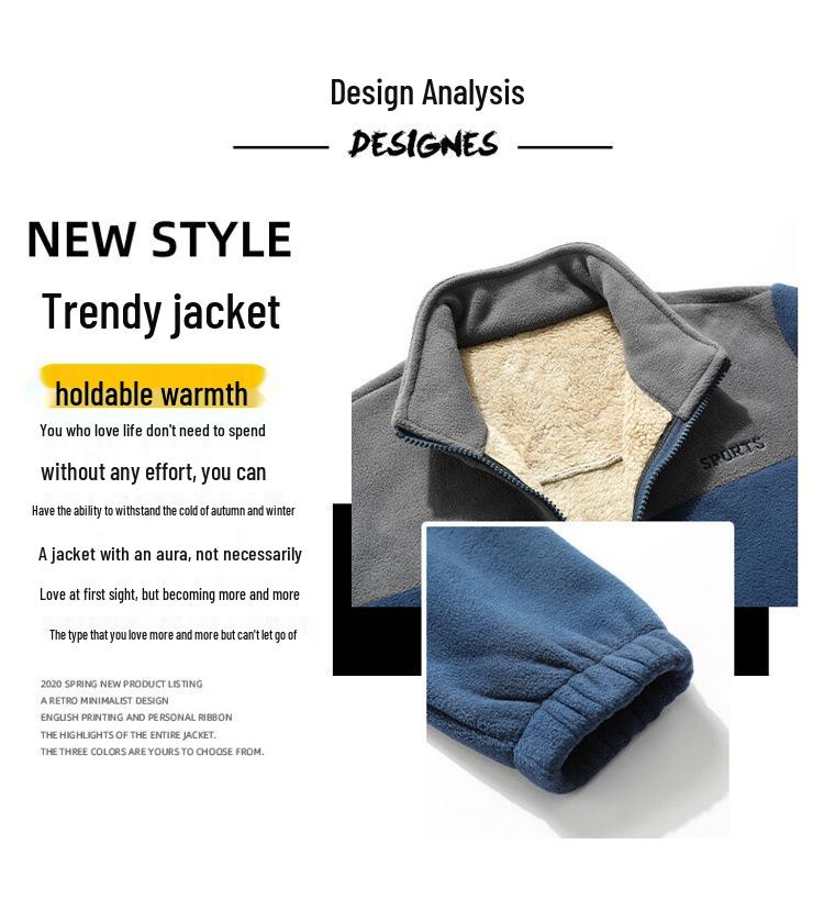 Męska kurtka zimowa plus size z podszewką z polaru – Pogrubiona, ciepła odzież wierzchnia