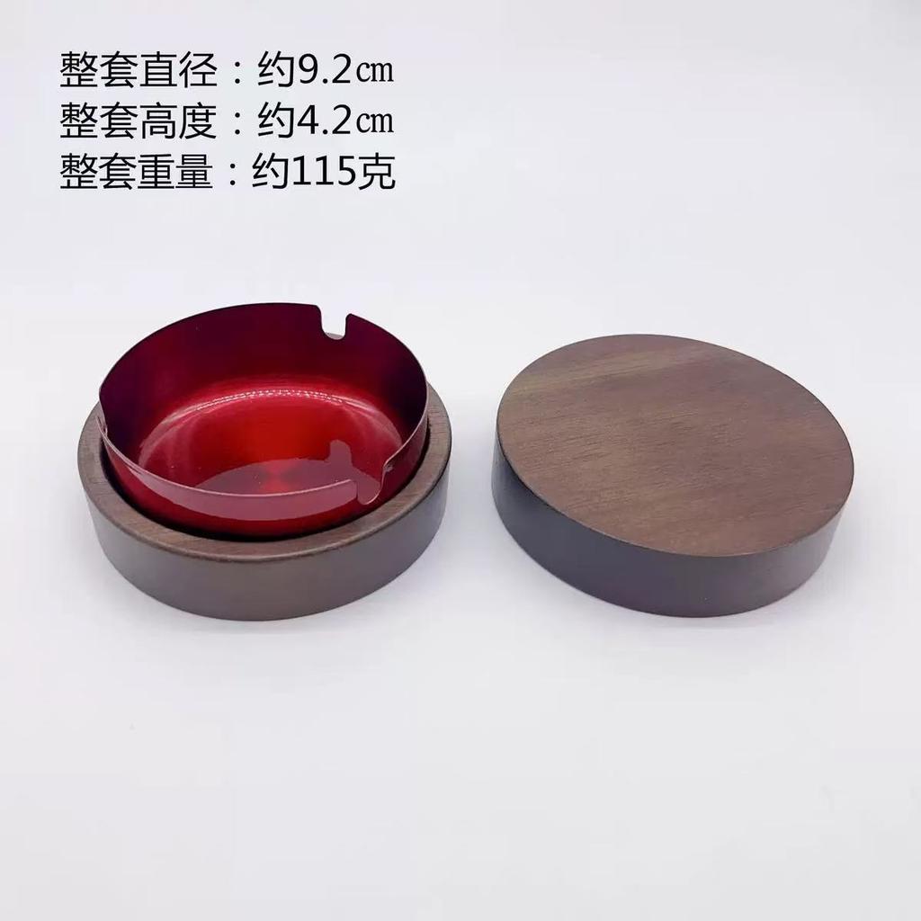 Vintage Ashtray Solid with Lid Wood Ashtray Home Office Living Room Desk Accessories Cigar Ashtrays Creative Gift