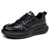 Mens Genuine Leather Casual Shoes With Thick Sole Height Increasing Comfortable Breathable Round Toe Lace Up
