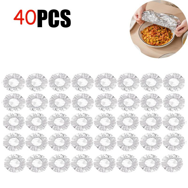30/40Pcs Reusable Heat Preservation Aluminum Foil Bowl Covers for Oven Catering Takeaway Picnic Use