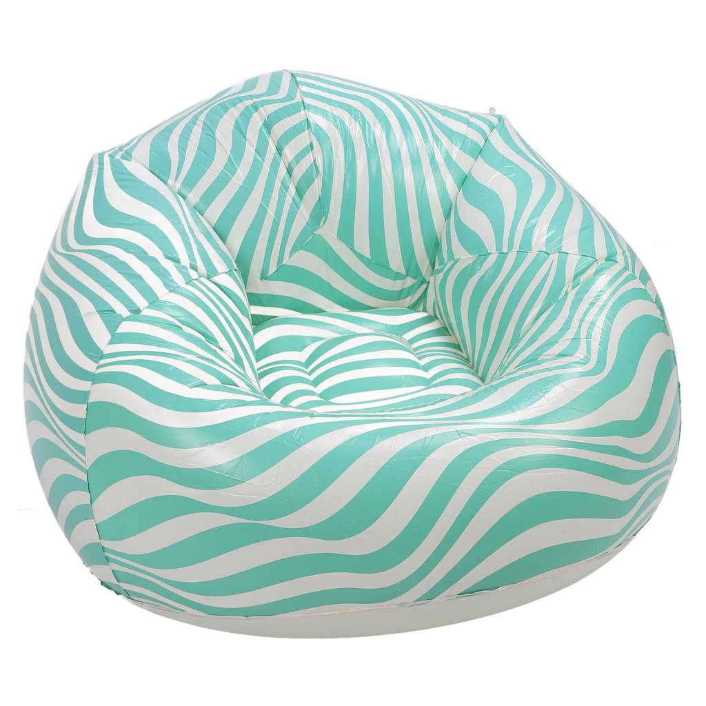 Aufblasbarer Stuhl PVC Wellenstreifenmuster Ergonomisches Design Minimalismus Aufblasbarer Sitzsackstuhl Grün