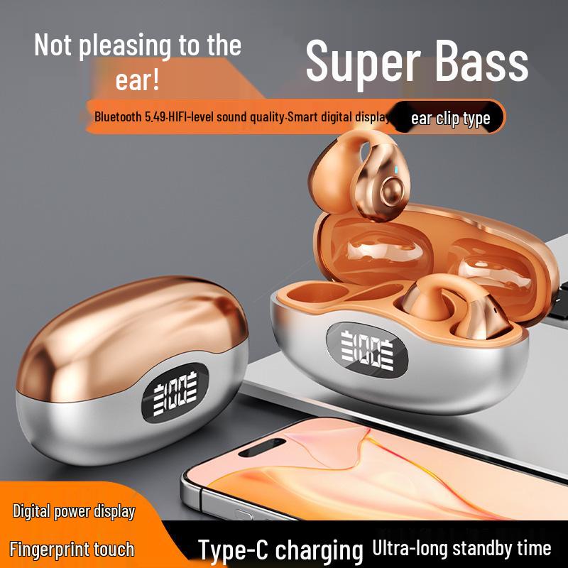 2025 H205 Bluetooth Earclip Headphones, In-Ear, Long Battery, Noise-Cancelling for Running and Sports.