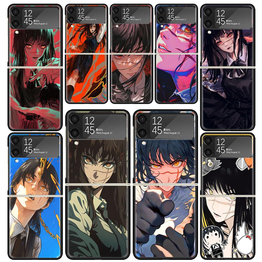 C-Chainsaw Mans Yoru War Devil Cases For Samsung Galaxy Z Flip 4 5 6 7 3 Z Flip7 Flip6 Flip4 Flip5 Flip3 5G Hard Shockproof Fund