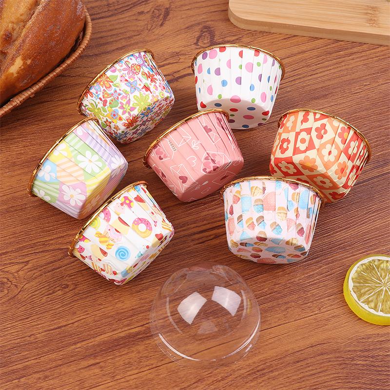 50Pcs/Set Disposable Cupcake Cups Or Lids Disposable Muffin Cups Heat Resistant Glossy Cupcake Liners Diy Baking Supplies
