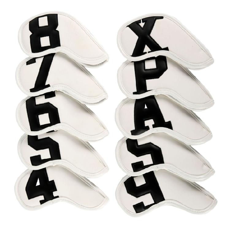 10Pcs PU Leather Waterproofs Golfs Iron Head Cover Golfs Iron Head Protective Cover Golfs Accessories Gifts for Golfers