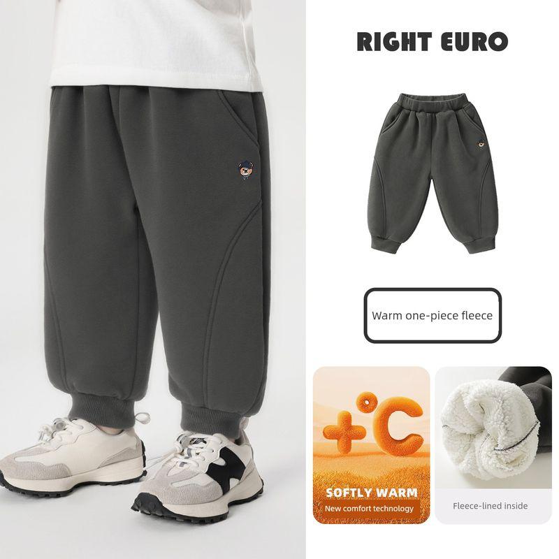 Boys' Fleece-Lined Sweatpants, Thickened Sports Trousers, 2025 Winter New Style, Children's Clothing, Baby Pants