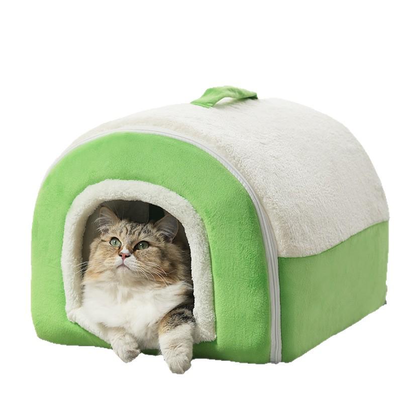 Foldable Dual-Use Cat Bed: Spacious Enclosed Design for All Seasons