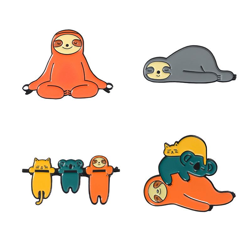 Cute Cartoon Sloth Brooch Pin Women Men Cowboy Badge Fashion Brooch Collar Pins