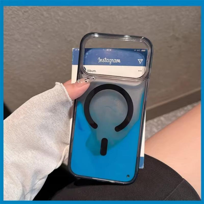 Night Light Luminous Liquid Quicksand Flowing Magnetic Case For Magsafe For iPhone 17 16 15 14 13 Pro Max Wireless Charge Cover