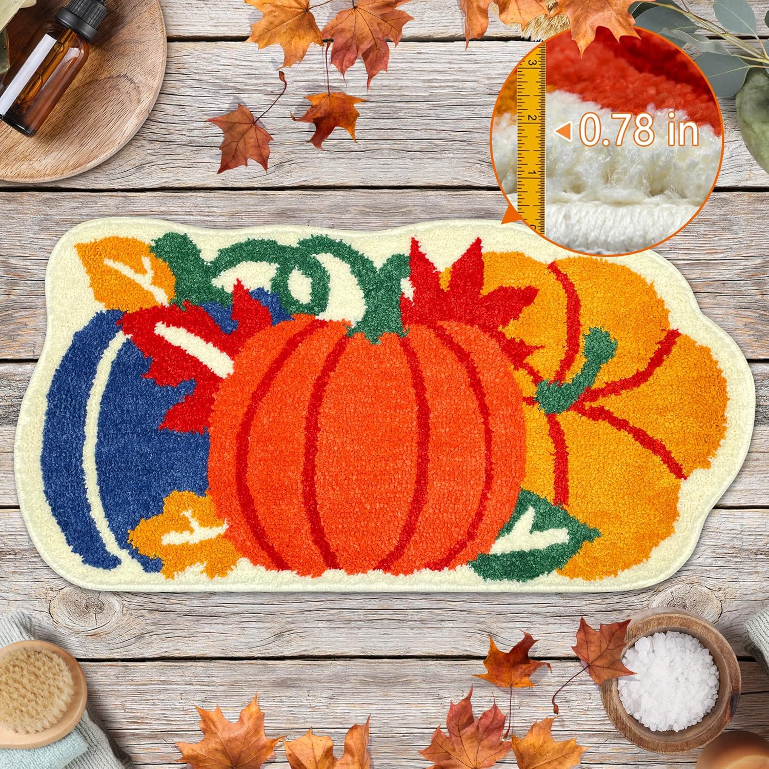 

Cartoon Pumpkin Floor Mat, Harvest Festival Floor Mat, Bathroom Water-Absorbing And Anti-Slip Carpet, Home Decoration 40X60CM(1.3X2FT