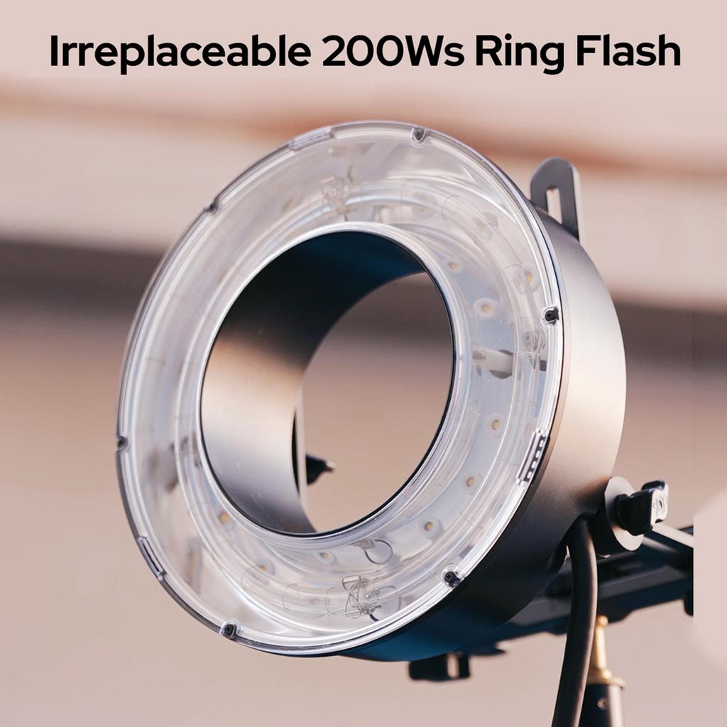 Godox R200 Ring Flash Head for Godox AD200 AD200Pro Flash 200Ws Flash Power Built in 10W Modeling Lamp 3 Level