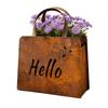 Rustic Metal Handbag Planter with Double-Sided Hello and Welcome Signs, Farmhouse Wall Mount Flower Pot, Vintage Hanging Purse Shaped Succulents