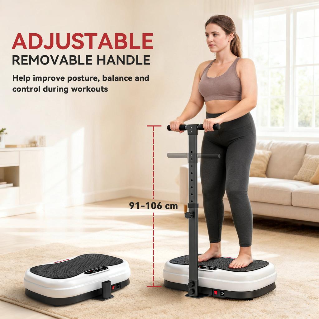 Vibration Plate, with Adjustable/Removable Handle, Preset Modes, 50 Speeds