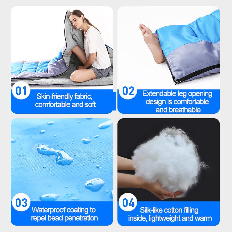 Sac de dormit pentru camping, ultraușor, impermeabil, în 4 sezoane, plic cald, saci de dormit pentru rucsac, pentru drumeții în aer liber