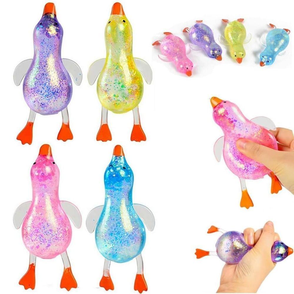Ultra Soft Duck Pinch And Stress Relief Slow Rebound TPR Glitter Duck Fidget Stress Relief Cute Duck Squishy Sugar Stress Ball