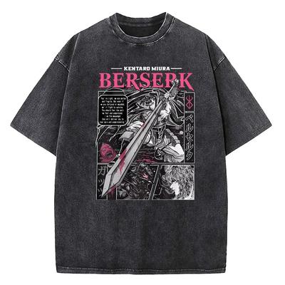 2026 Koszulka z nadrukiem graficznym Anime Berserk Guts Męska Damska Vintage Spierana Codzienna Koszulka Bawełniana Wysokiej Jakości Koszulka Harajuku Męska Koszulka