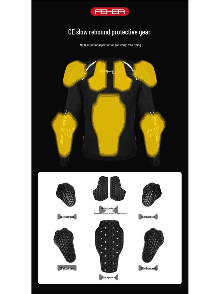 FEHER Soft Armor Summer Motorcycle Riding Suit - Breathable, Ventilated Protective Gear Top