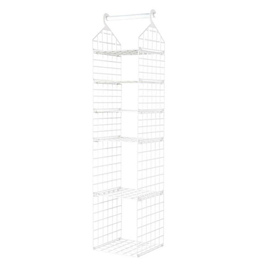 2/3/4/5 Tier Folding Closet Organization Shelves Multi-Purpose Checkered Clothes Rack For Home Bedroom