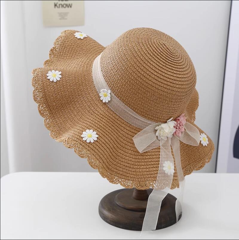 

Versatile Style Hat Straw Woven Sweet Bow Flower Womens Sunshade Hatscaps хакі