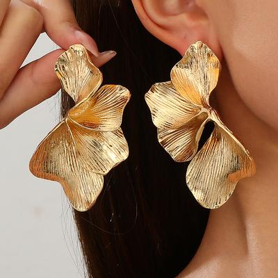 Simple Women's Flower Earrings Personalized Metal Wind Multi-layer Niche Design Stud Earrings Petal Earrings