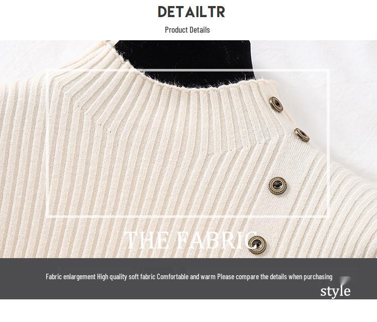 Damen Slim-Fit Langarm Strickpullover - Halber Stehkragen, Neue Herbst/Wintermode 2025