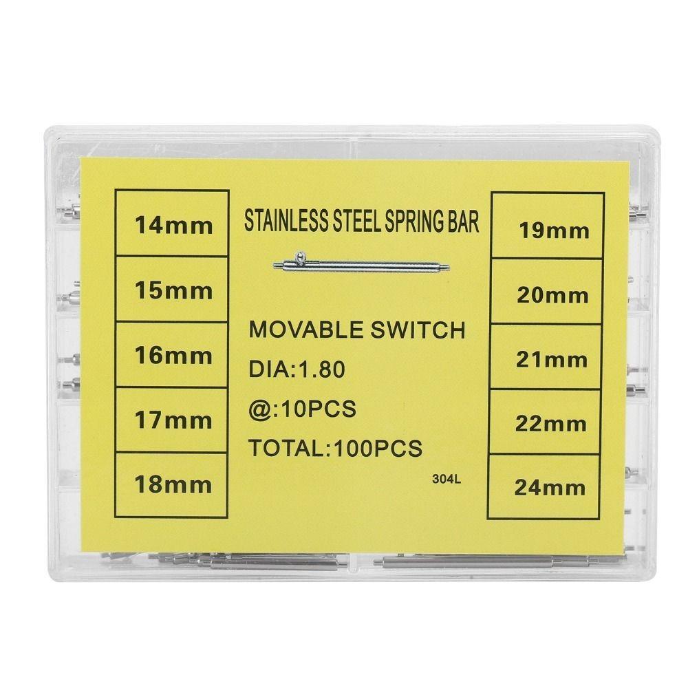 Komplettes Set 14-24mm Größe Schnellverschluss Federstege 1.5/1.8mm Durchmesser Bandgliederstifte Uhrenarmbandstifte Uhrenreparatur