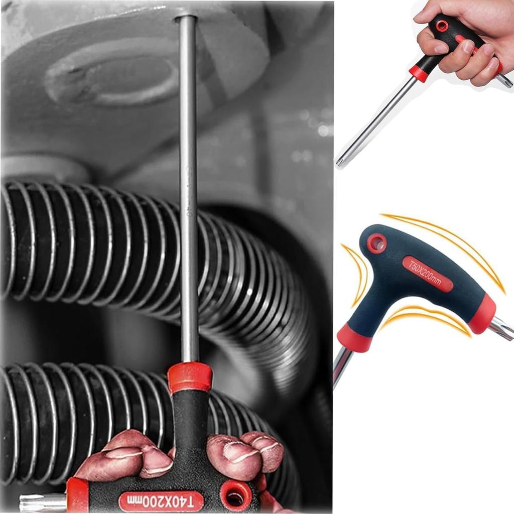 YUENTOEN Long Ball Point Hex Wrench Torx Wrench Screwdriver for Bicycle Repair and Screw Fastening T-Shaped Set, Star-Shaped T10, T15, T20, T25, T27,
