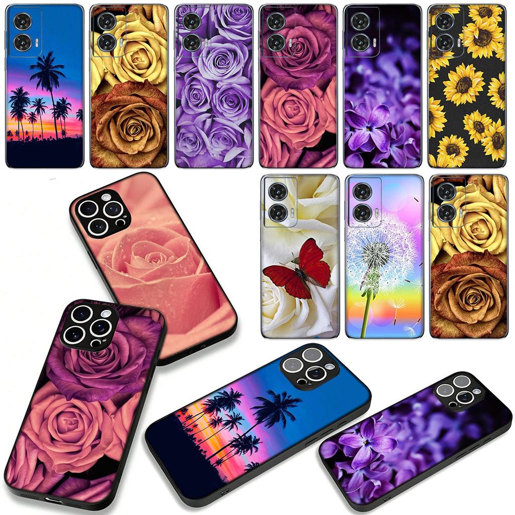 Flower Rose Lotus Peony Case for Motorola Moto G54 G05 G24 G67 G55 G75 G85 G15 G57 G86 Power Edge 50 30 Ultra Fusion neo Pro