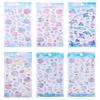 Marine Creature Embossed PVC Sticker Children Reward Sticker For Notebook Journal Phone Case Kids Room Wall Decoraiton
