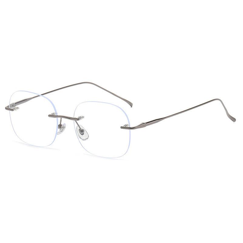 Zhao Ruth Has The Same Glasses, Frameless Small Square, Metal Silver Anti-Blue Light, And Can Be Matched With Degree Myopia Flat Glasses For Women.