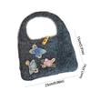 Horn Button Knitted Handbag Flower Phone Bag Casual Knitted Wrist Bag  Travel
