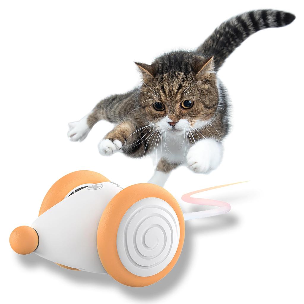 Nekogakudo Wicked Mouse Cat Toy, Moving Mouse, Solo Play, USB Charging, Cat's Mischievous Friend, Official Japanese Distributor (Orange)