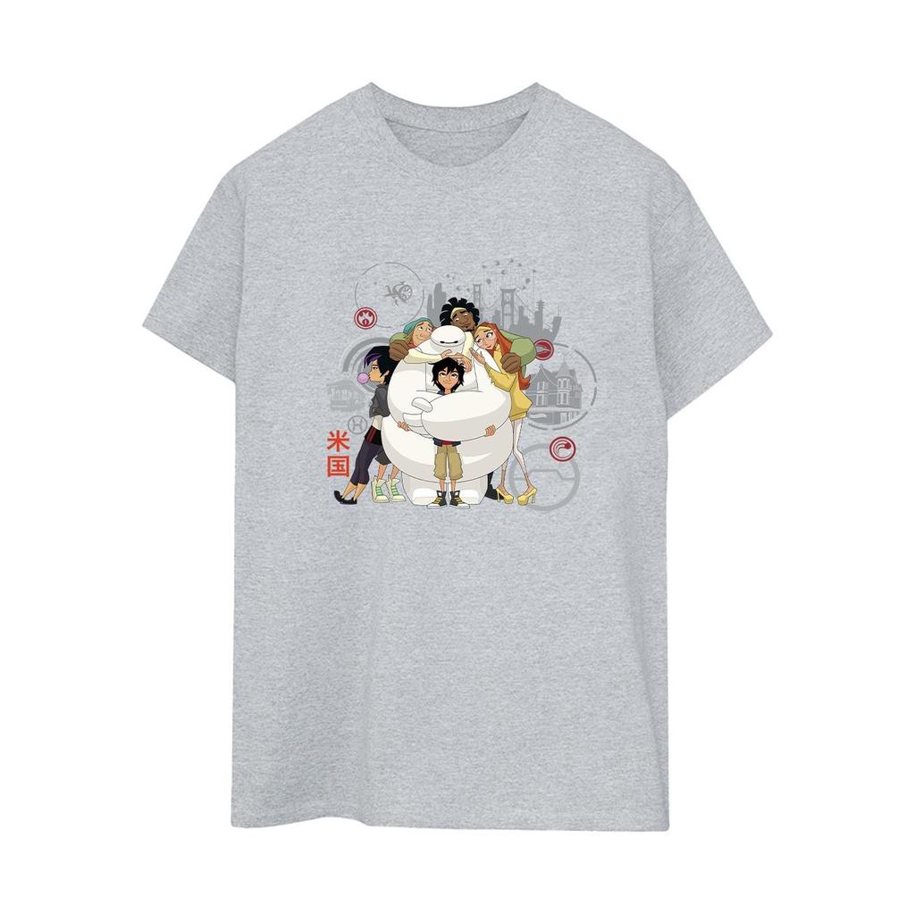 Disney Damen/Damen Big Hero 6 Baymax Group Hug Boyfriend-T-Shirt aus Baumwolle