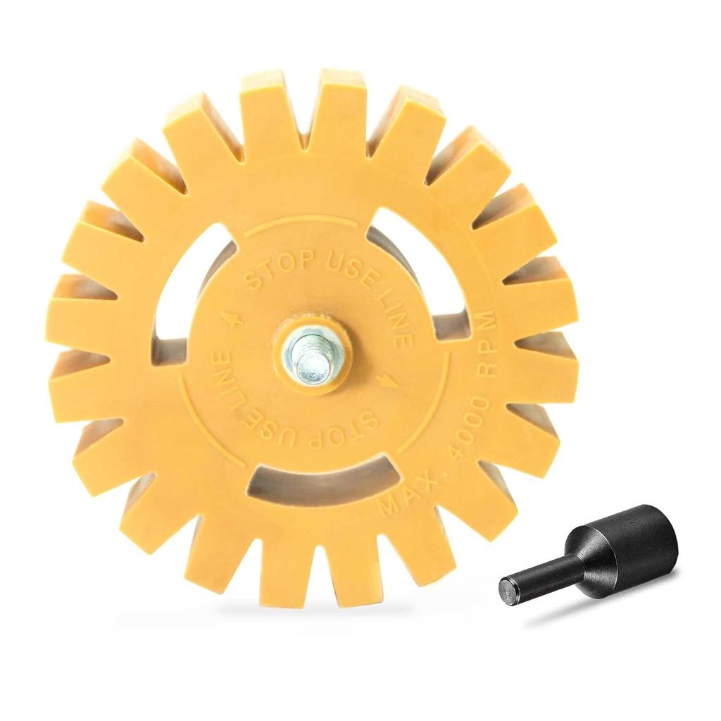 EWK 2 Pcs Serrated + Round Decal Eraser Wheel, Rubber Remover Wheel for Grinder, Ideal for Adhesives, Ptripes, and Decals Removal