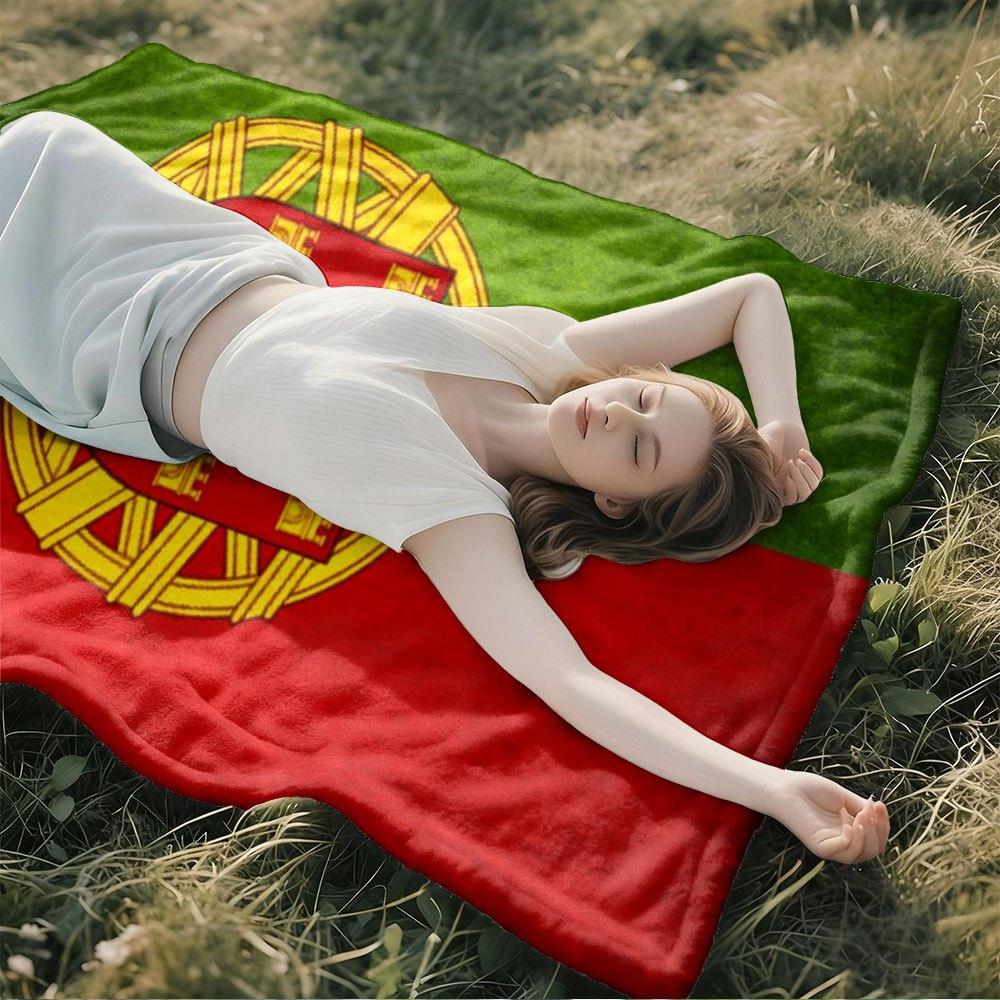Portugal Flag Blanket Single Sided 2D Print Soft Flannel Fleece Throw Blanket for Bed Couch Sofa Patriotic Portuguese for Fans